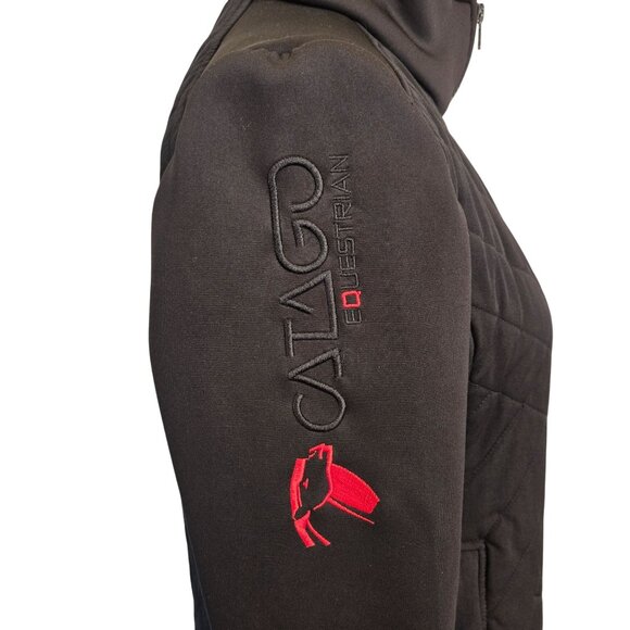 Catago Quilted Equestrian Black Riding Jacket Women's Large - Picture 5 of 16